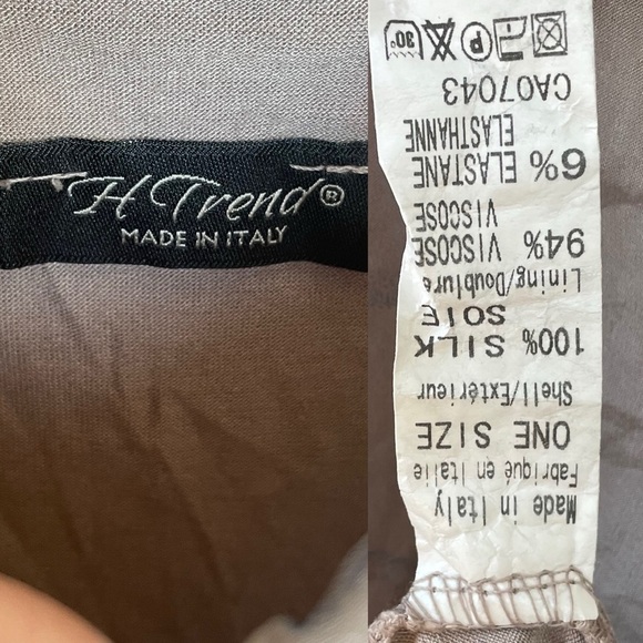 H TREND Italy Silk Floral Print Oversized Dolman Sleeve Blouse Taupe One Size - Picture 7 of 7